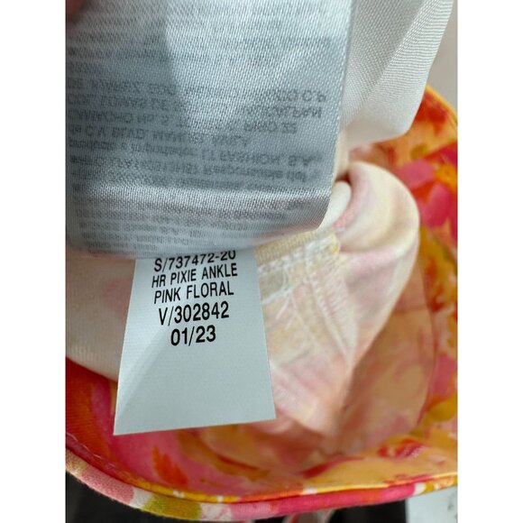 Old Navy Womens High-Rise Pixie Skinny Ankle Pants Pink Orange Floral Print 6 - Picture 9 of 9